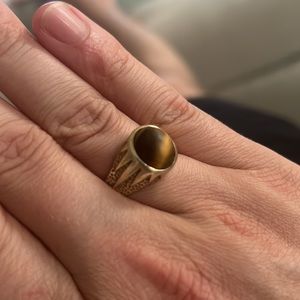14K Gold Vintage SKAL Tigers Eye Ring